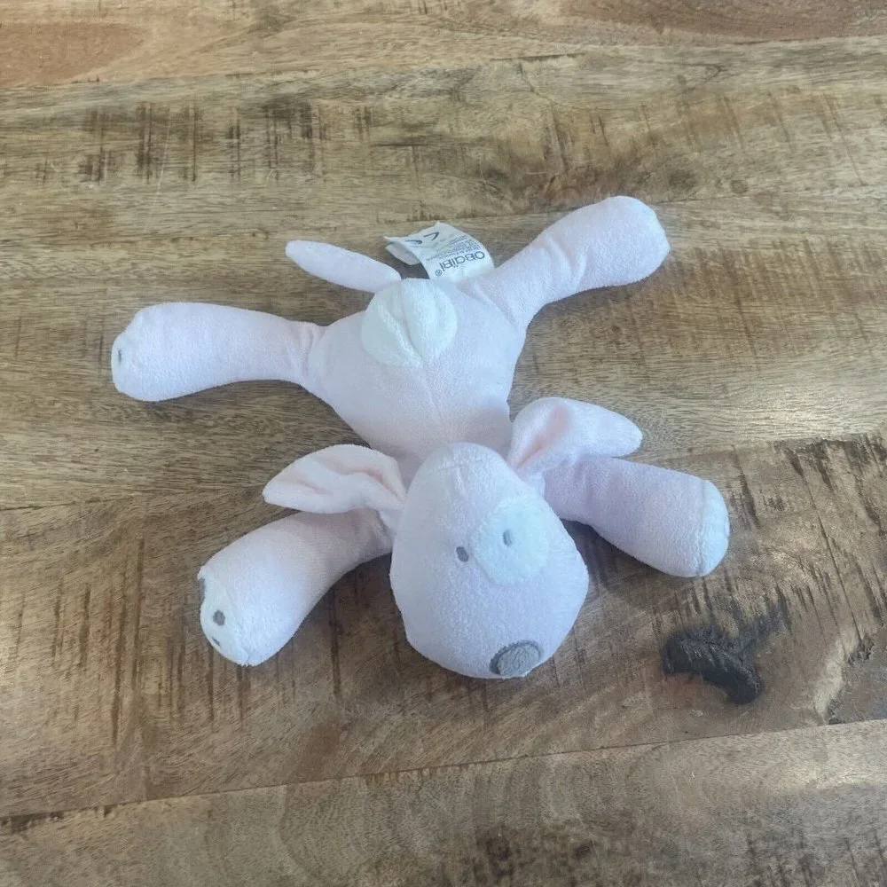 OBAIBI France Doudou Dog Puppy Pink White Lovey  SOFT TOY